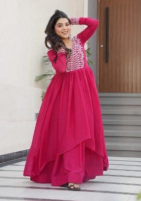 Pink Embroidered Blended Gown