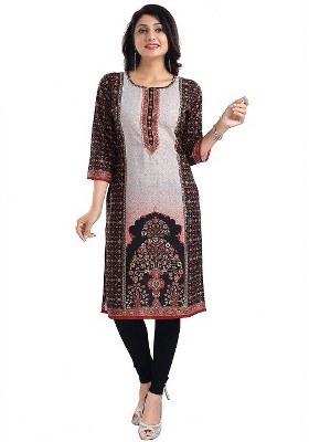 Black Embroidered Blended Kurti