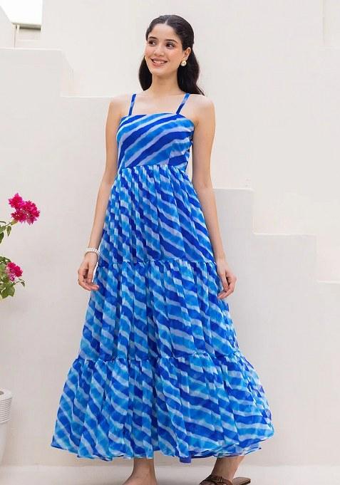 Blue Embroidered Blended Kurta