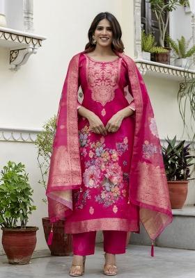 Pink Embroidered Cotton Kurta Set