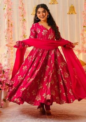 Pink Printed Votikal Kurta Set