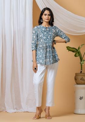 Blue Printed Cotton Co Ord Set