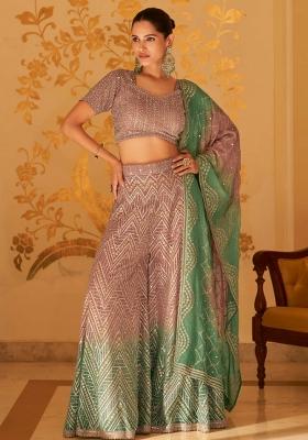 Dusty Mauve Sequin Work Georgette Sharara Set
