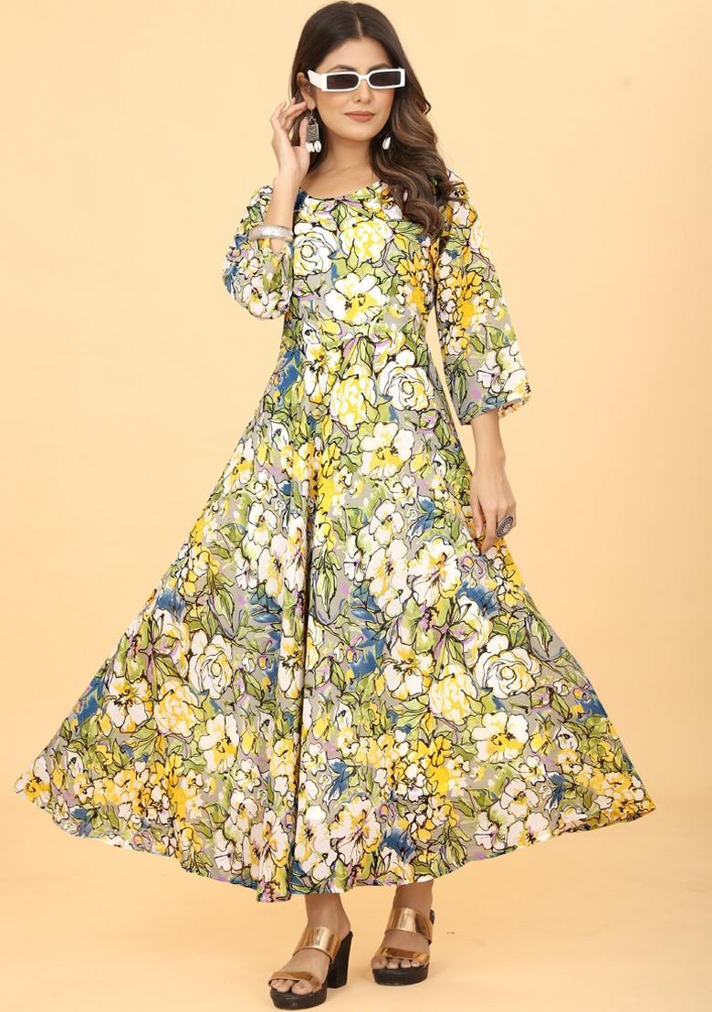 Green Embroidery Heavy Georgette Kurti - Indya