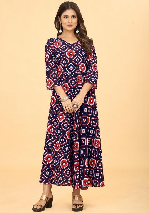 Navy Blue Embroidery Heavy Georgette Kurti