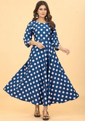 Royal Blue Embroidery Heavy Georgette Kurti