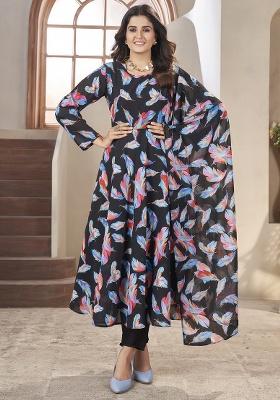 Black Embroidery Georgette Anarkali set