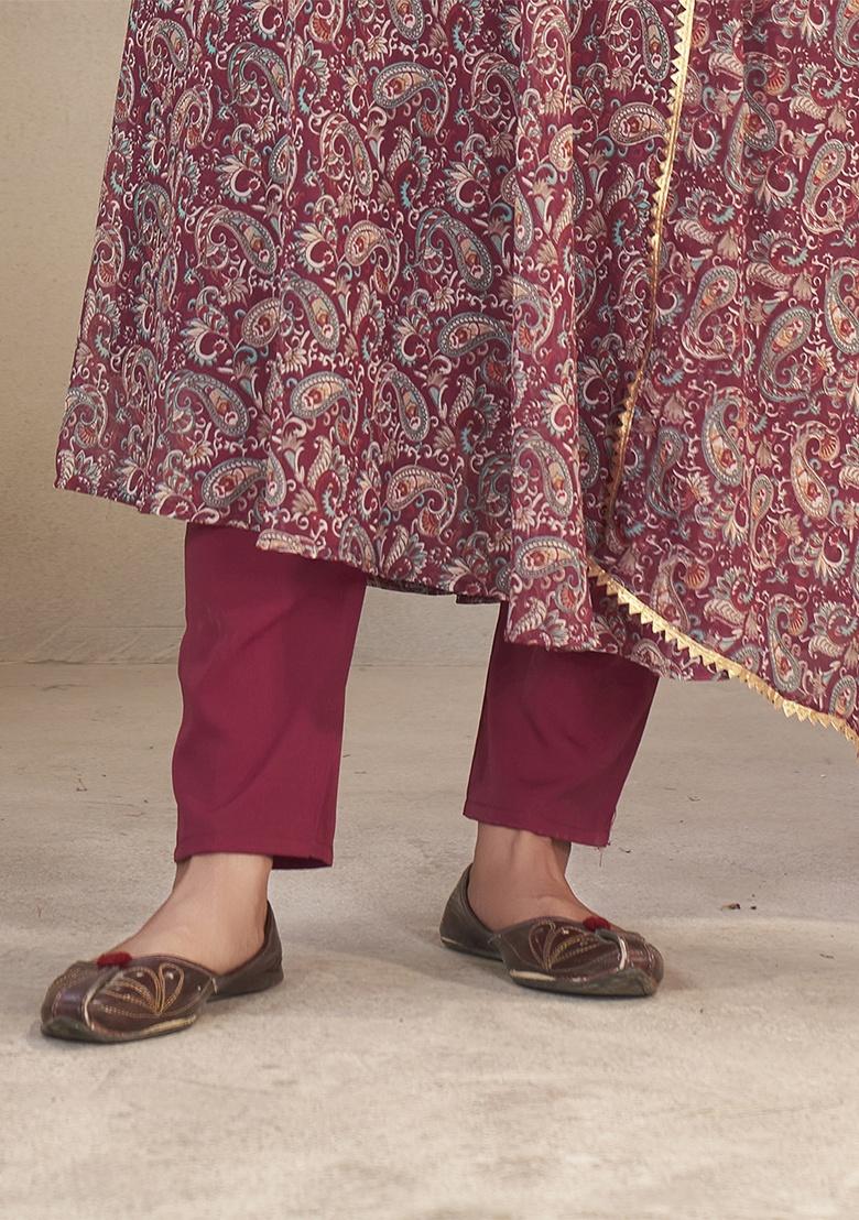 Maroon Embroidery Georgette Anarkali set - Indya