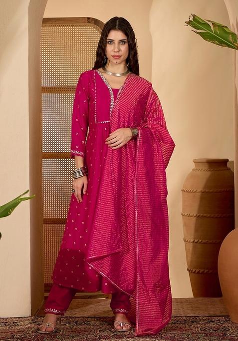 Rani Embroidered Poly Blended Kurta Set