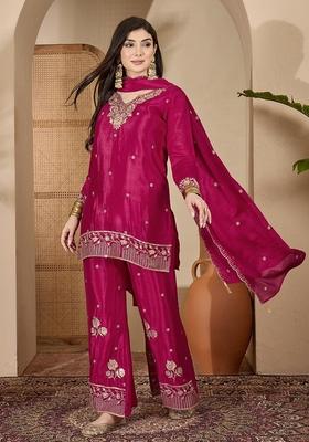 Rani Embroidered Blended Straight Kurta Set