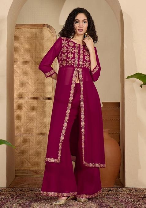 Rani Embroidered Poly Blended Kurta Pant Set