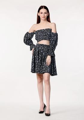 Black Prirnted Blended Co Ord Set