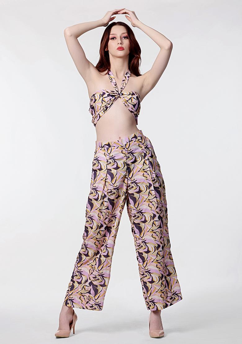 Pink Prirnted Blended Co Ord Set - Indya