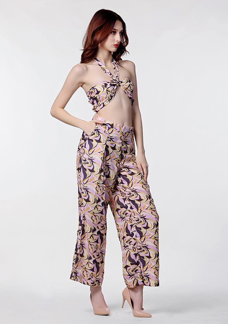 Pink Prirnted Blended Co Ord Set - Indya