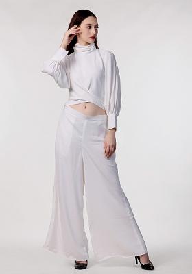White Solid Blended Co Ord Set