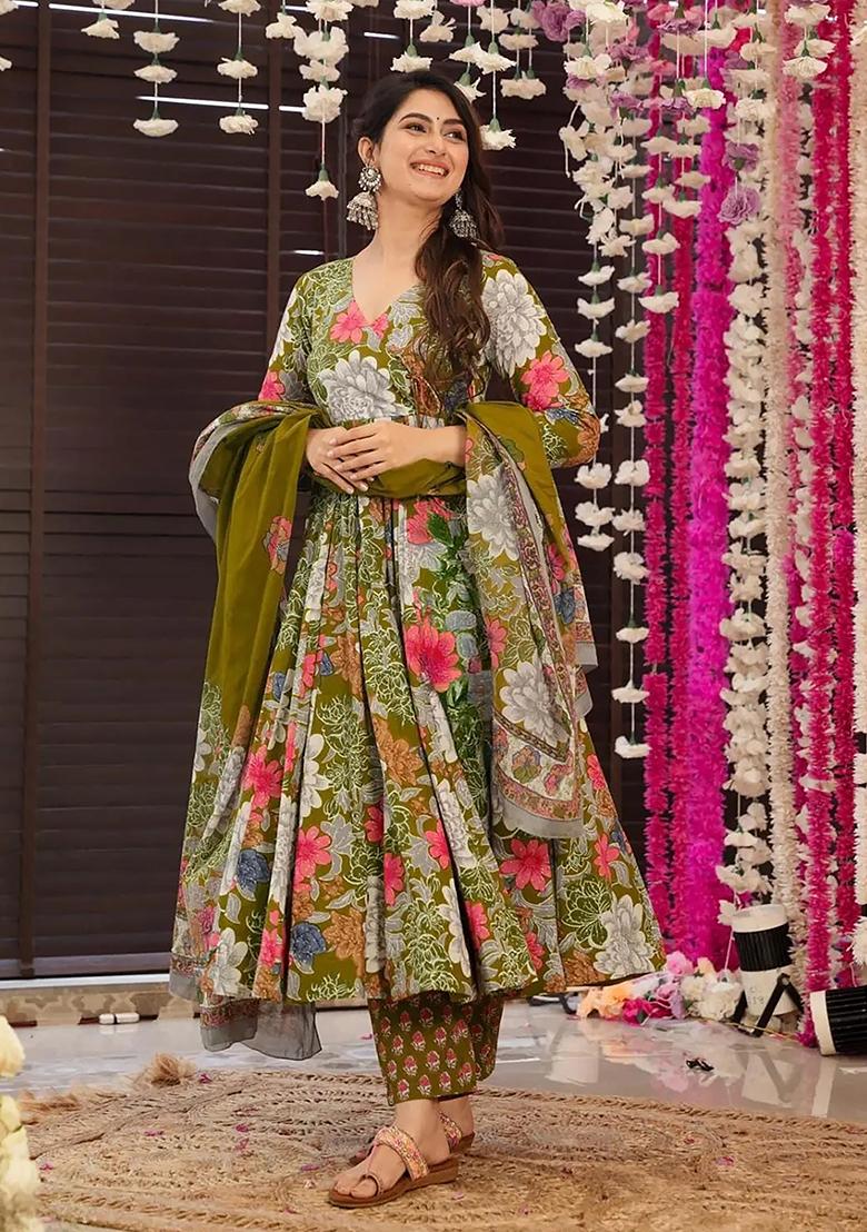 Multicolor Digital Printed Maslin Anarkali Dress