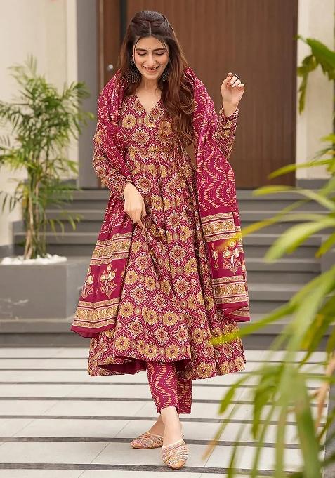 Maharani Digital Printed Maslin Anarkali Dress