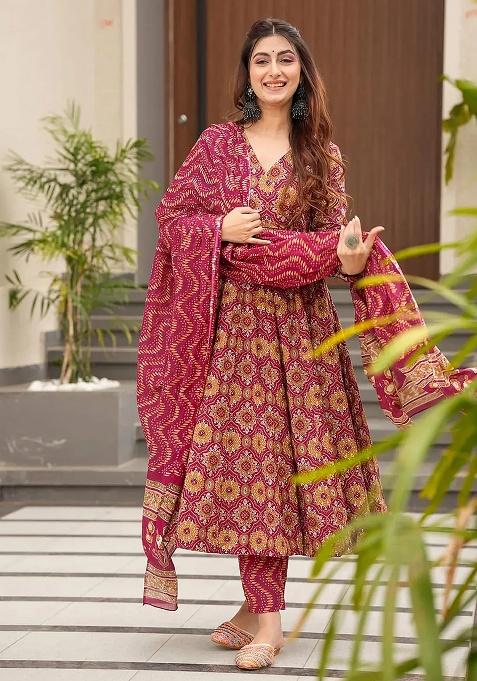 Maharani Digital Printed Maslin Anarkali Dress