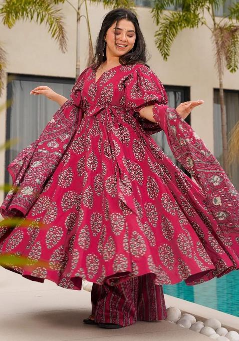 Maharani Digital Printed Cotton Anarkali Dress