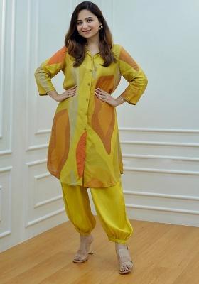 Yellow Printed Muslin Co Ord Set