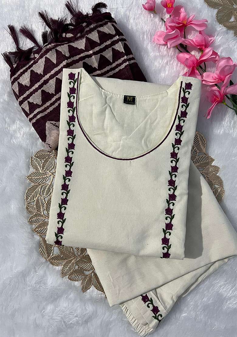 Coffee Printed Cotton Straight Kurta Set - Indya