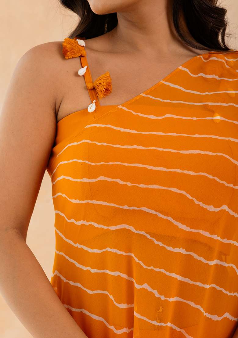 Yellow Printed Georgette Sharara Set - Indya
