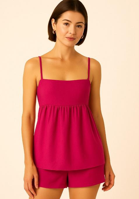 Pink Printed Cotton Co Ord Set