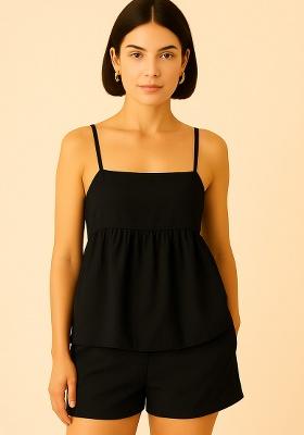 Black Printed Cotton Co Ord Set