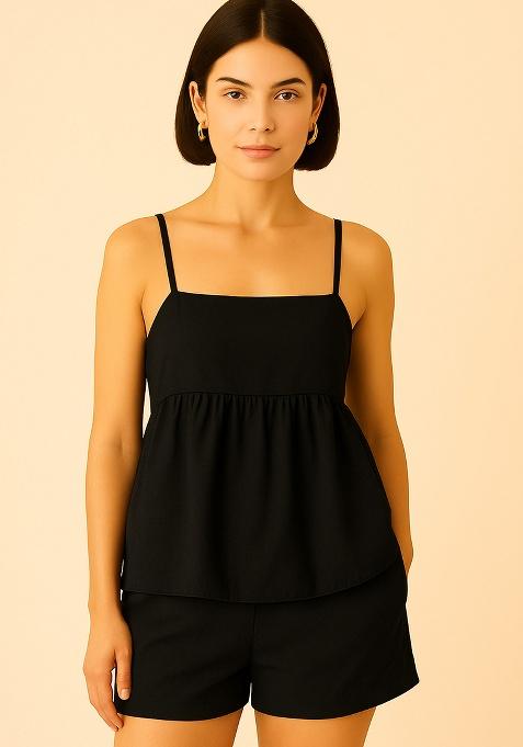 Black Printed Cotton Co Ord Set