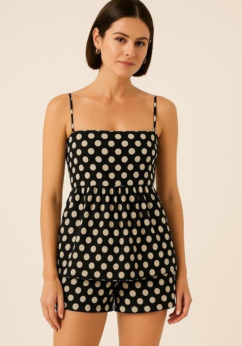 Black Printed Cotton Co Ord Set