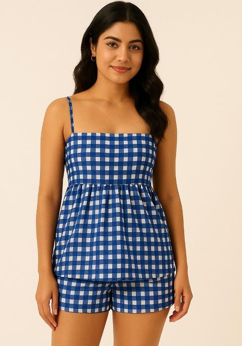 Blue Printed Cotton Co Ord Set