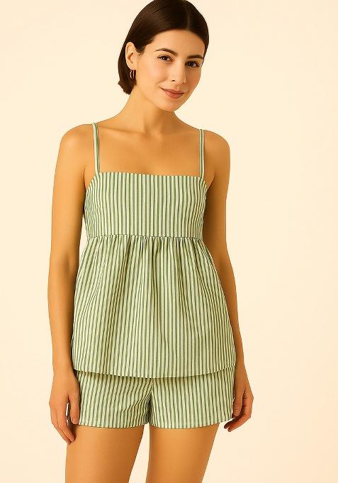 Green Printed Cotton Co Ord Set