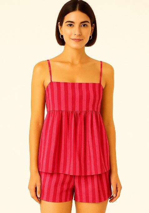 Pink Printed Cotton Co Ord Set