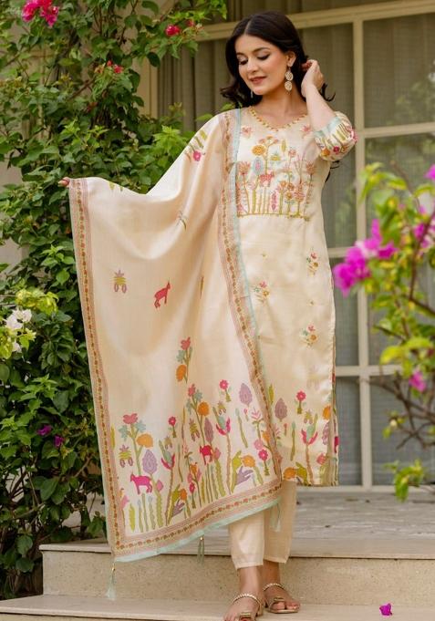 Desert Sand Embroidery Viscose Kurta Set