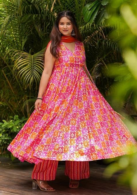 Multicolor Printed Muslin Kurta Set