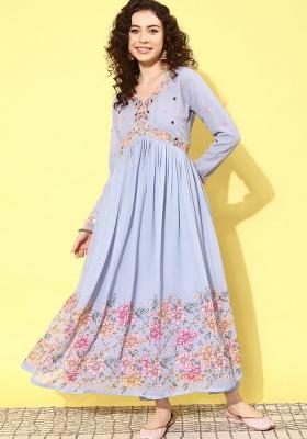 Lavender Embroidery Georgette Kurta Set