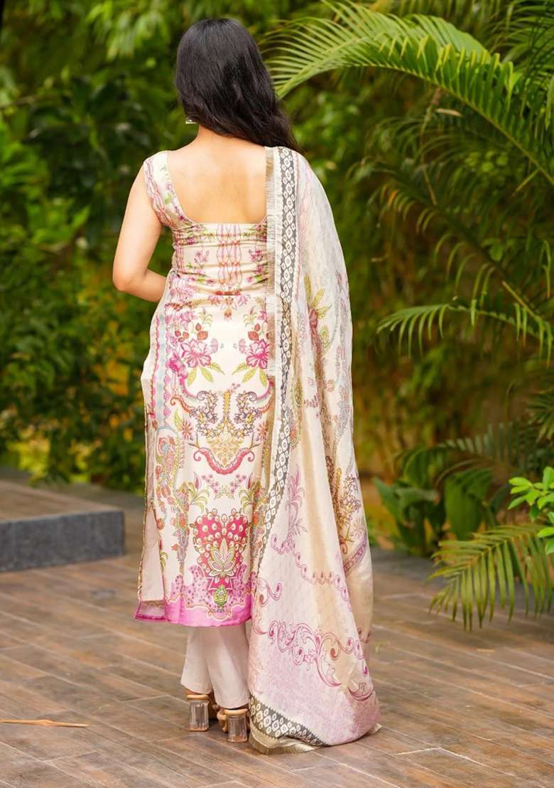 Multicolor Printed Crepe Kurta Set - Indya