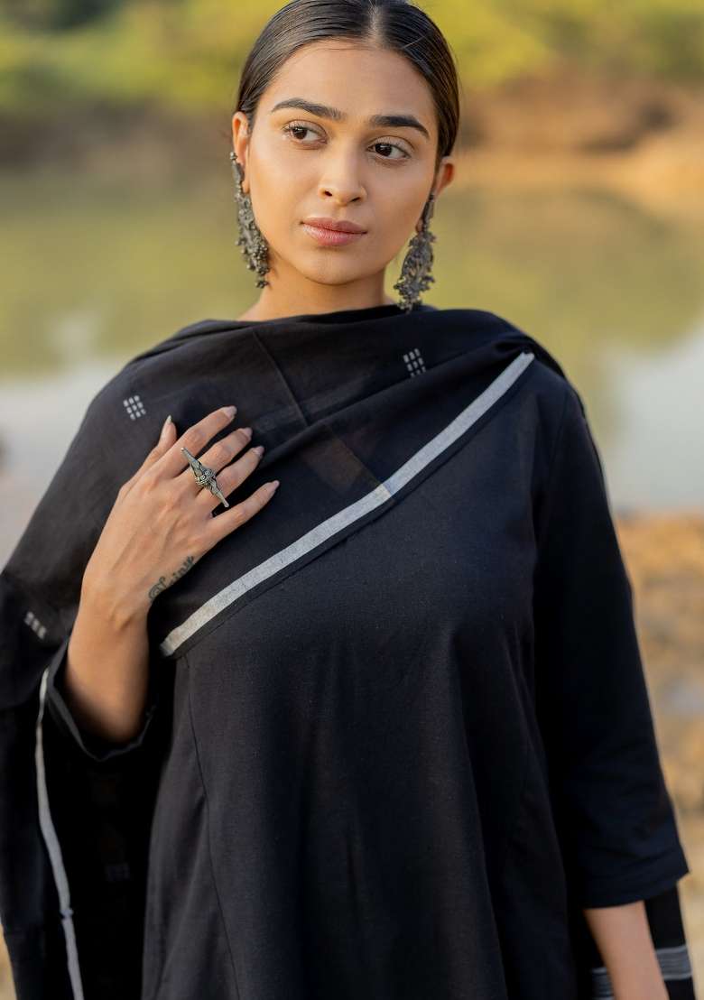 Pink Solid Chanderi Kurta Set - Indya
