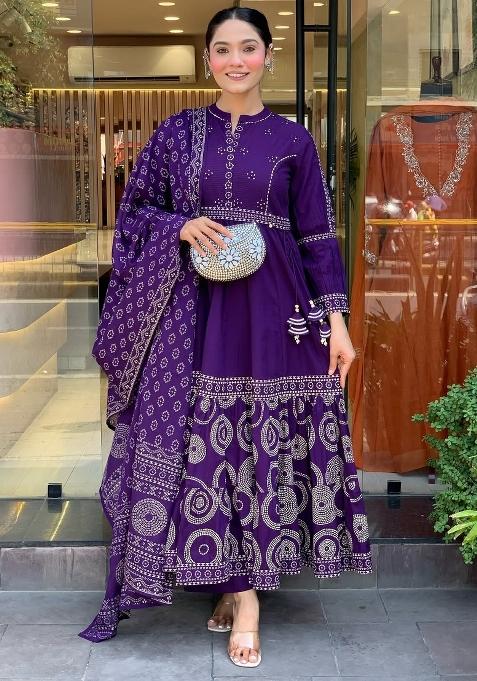 Blue Embroidery Muslin Kurta Set