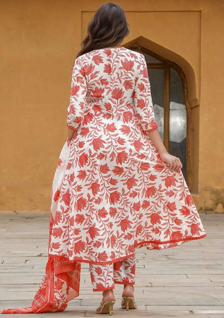 Multicolor Printed Cotton Kurta Set - Indya
