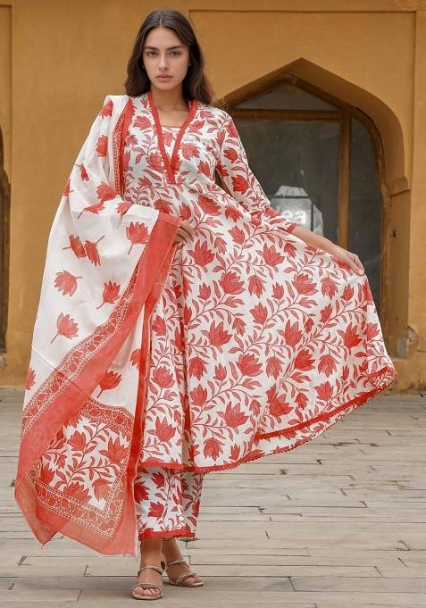 Multicolor Printed Cotton Kurta Set