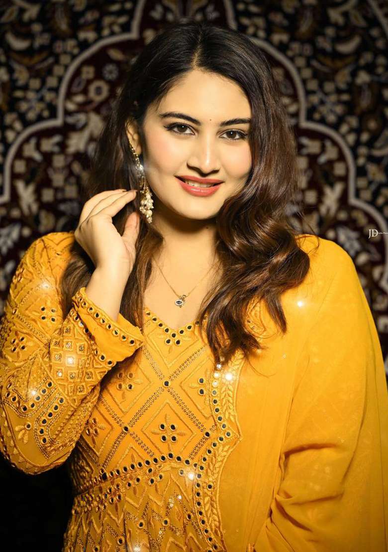 Yellow Embroidered Faux Blooming Anarkali - Indya