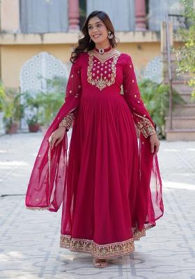 Pink Embroidery Georgette Kurta Set