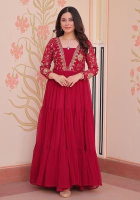 Pink Embroidery Georgette Dress