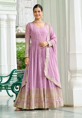 Pink Embroidery Georgette Kurta Set