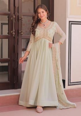 Pista Embroidered Georgette Anarkali Set