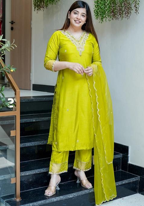 Lemon Embroidery Viscose Kurta Set