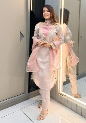 Rose Embroidery Shimmer Salwar Suit Set