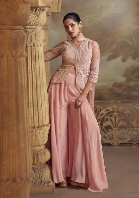 Baby Pink Embroidery Net Salwar Suit Set