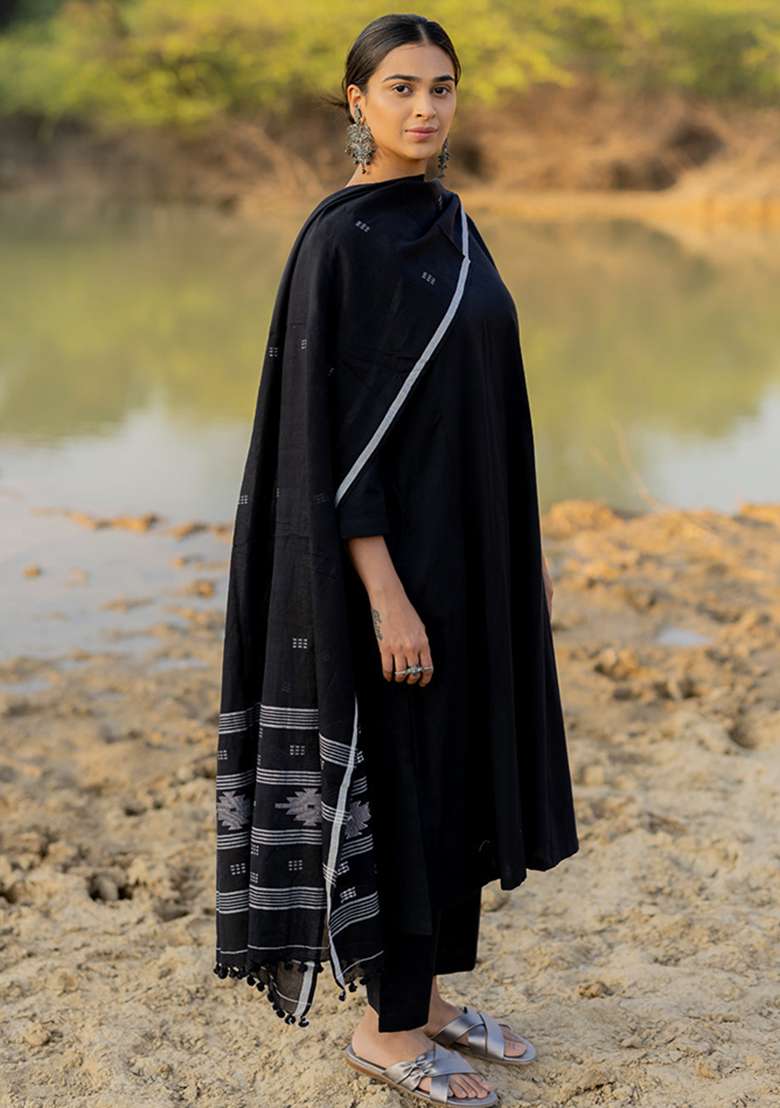 Pink Solid Chanderi Kurta Set - Indya